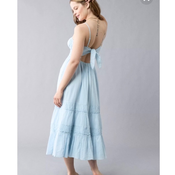 Vintage Crochet Tiered Halter Dress Tie-Back Boho Ivory - Picture 1 of 12